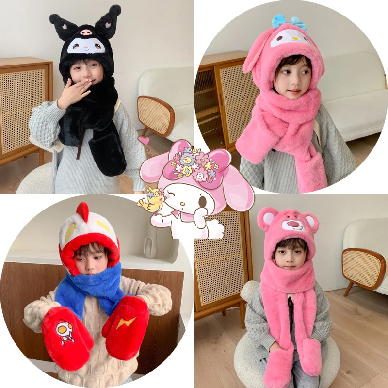 Kawaii Sanrios Kuromi My Melody 3 In 1 Hooded Scarf Hat Glove Set Cinnamoroll Lotso Plush Scarf Children Warm Hat Neckwear Gift
Kawaii Sanrios Kuromi My Melody 3 In 1 Hooded Scarf Hat Glove Set Cinnamoroll Lotso Plush Scarf Children Warm Hat Neckwear Gift