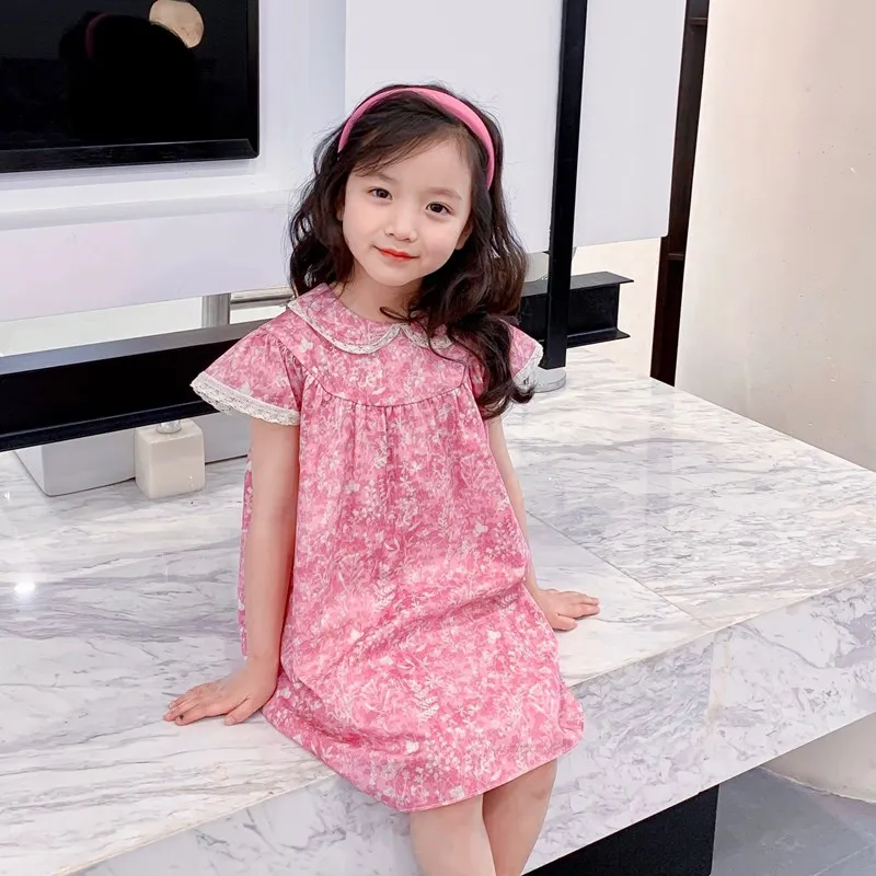 Summer baby girls dress Pink doll collar sweet girl's dress cotton sweet girl dresses 
Summer baby girls dress Pink doll collar sweet girl's dress cotton sweet girl dresses