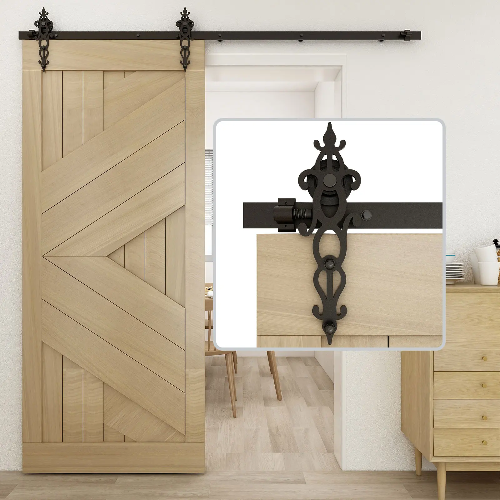 Sliding Barn Door Hardware Kit Heavy Duty Smoothly and Silently Easy to Install Fit Single Door Panel Flower-Shaped Style Black
Sliding Barn Door Hardware Kit Heavy Duty Smoothly and Silently Easy to Install Fit Single Door Panel Flower-Shaped Style Black