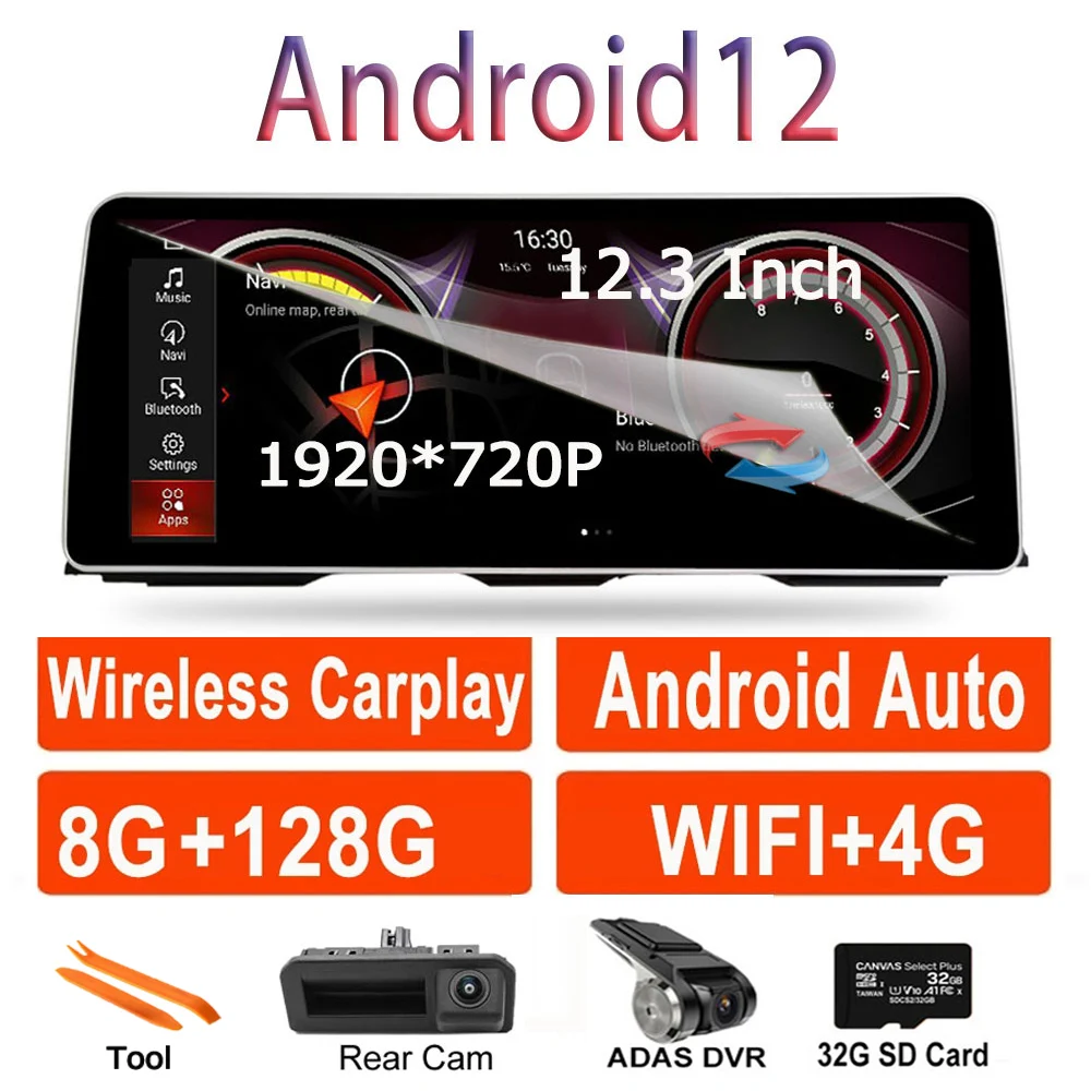 Android 12 Autoradio Carplay Multimedia For BMW 5 Series F10 F11 2011-2012 CIC System 12.3 Inch 1920*720P 4G WIFI GPS Navigation
Android 12 Autoradio Carplay Multimedia For BMW 5 Series F10 F11 2011-2012 CIC System 12.3 Inch 1920*720P 4G WIFI GPS Navigation
