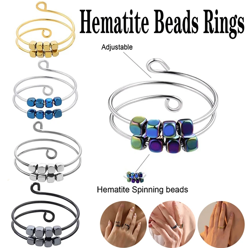 Hematite Beads Adjustable Rings for Women Men Gauss Magnet Rotating Ring Titanium Steel Relieve Stress Magnetic Couple Jewelry
Hematite Beads Adjustable Rings for Women Men Gauss Magnet Rotating Ring Titanium Steel Relieve Stress Magnetic Couple Jewelry