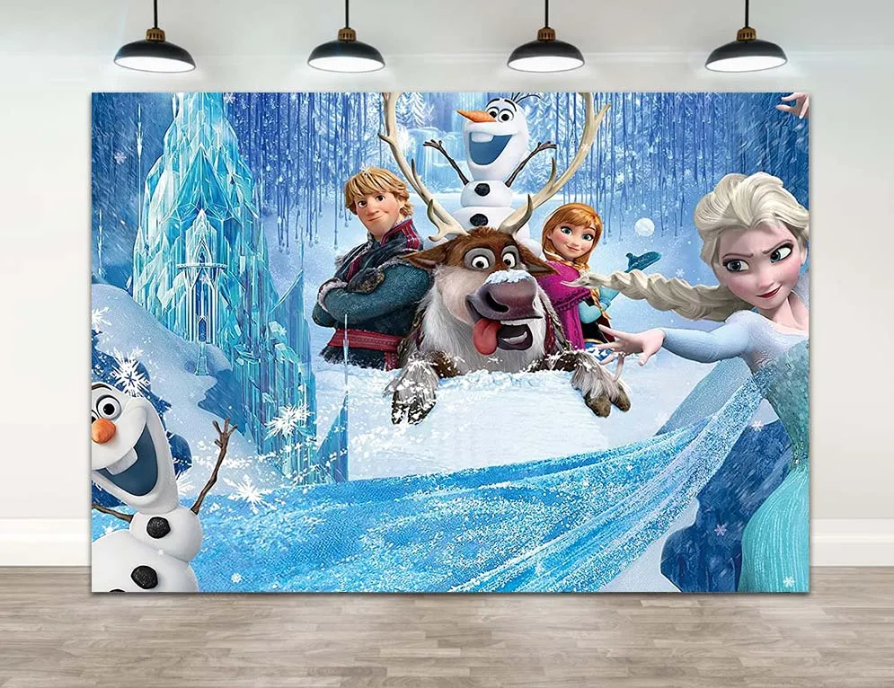 

Frozen Backdrop Happy Birthday Backdrop for Girls Elsa Princess Background Frozen Photography Background