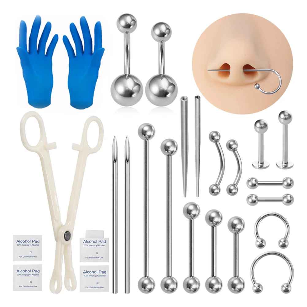 Body Piercing Kit Surgical Steel Threaded Taper Pin Needles Lip Nose Tongue Cartilage Eyebrow Navel Piercing Jewelry Tool Pliers
Body Piercing Kit Surgical Steel Threaded Taper Pin Needles Lip Nose Tongue Cartilage Eyebrow Navel Piercing Jewelry Tool Pliers