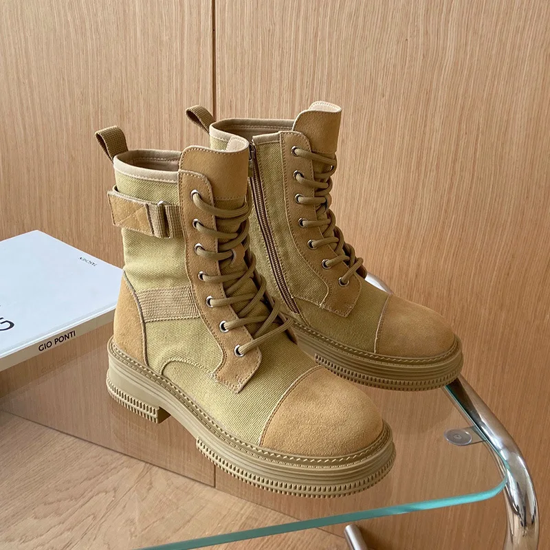 New Thick-soled Summer Martin Boots Women's British Style Leather Lace-up Ankle Botas Outdoor Trekking Hiking Training Camp Shoe
New Thick-soled Summer Martin Boots Women's British Style Leather Lace-up Ankle Botas Outdoor Trekking Hiking Training Camp Shoe