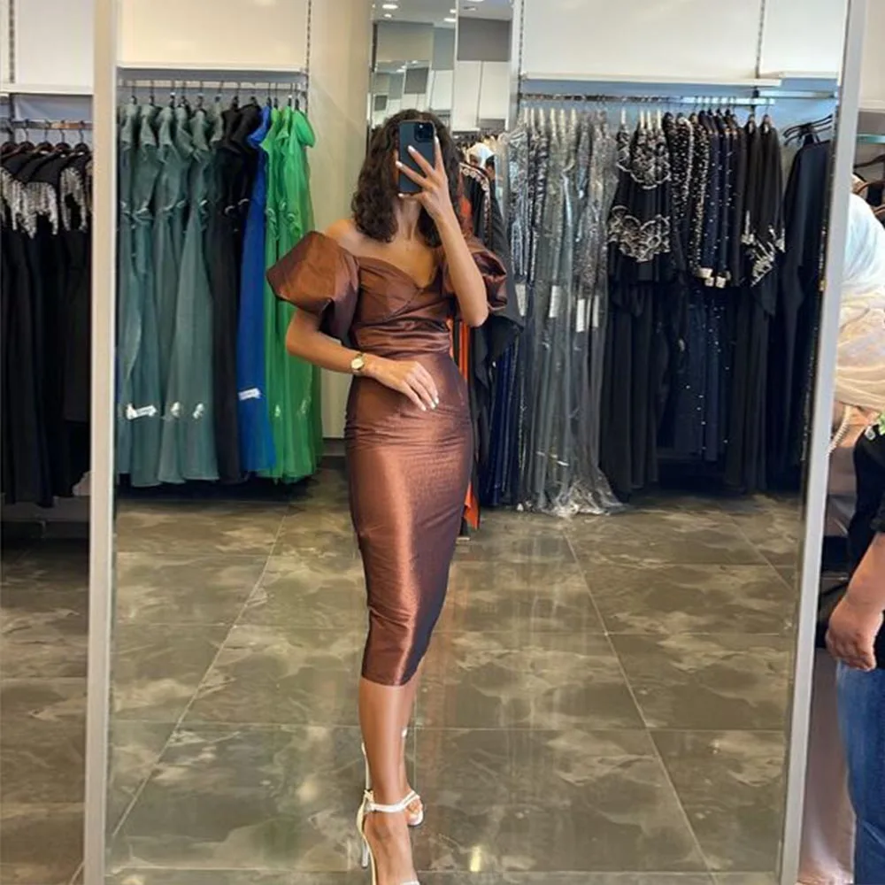 Modern Evening Dresses For Women V-Neck Puff Short Sleeves Zipper Prom Dresses Simple Satin Mermaid Tea-Length Vestido De Noche
Modern Evening Dresses For Women V-Neck Puff Short Sleeves Zipper Prom Dresses Simple Satin Mermaid Tea-Length Vestido De Noche