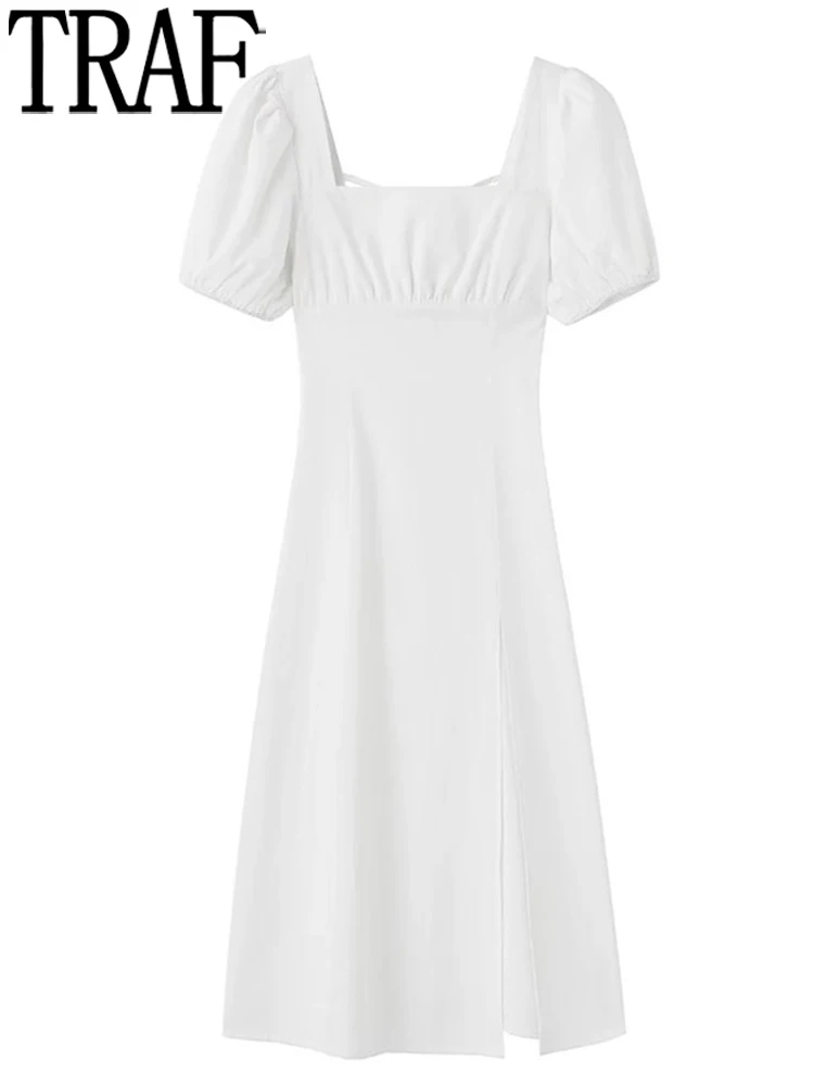 TRAF White Pleated Dress Woman Puff Sleeve Long Dress Women Elegant Evening Party Dresses for Women Summer Backless Midi Dress
TRAF White Pleated Dress Woman Puff Sleeve Long Dress Women Elegant Evening Party Dresses for Women Summer Backless Midi Dress