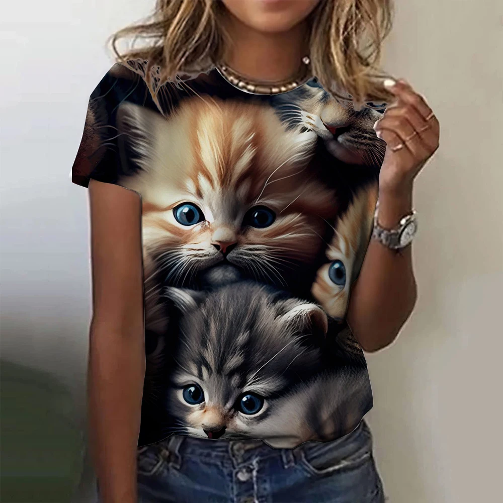 Fashion Women's T-shirts Animal 3D Print Tops Summer Short Sleeve T Shirts Kawaii Cat Graphic Tee Loose Plus Size Design Clothes
Fashion Women's T-shirts Animal 3D Print Tops Summer Short Sleeve T Shirts Kawaii Cat Graphic Tee Loose Plus Size Design Clothes