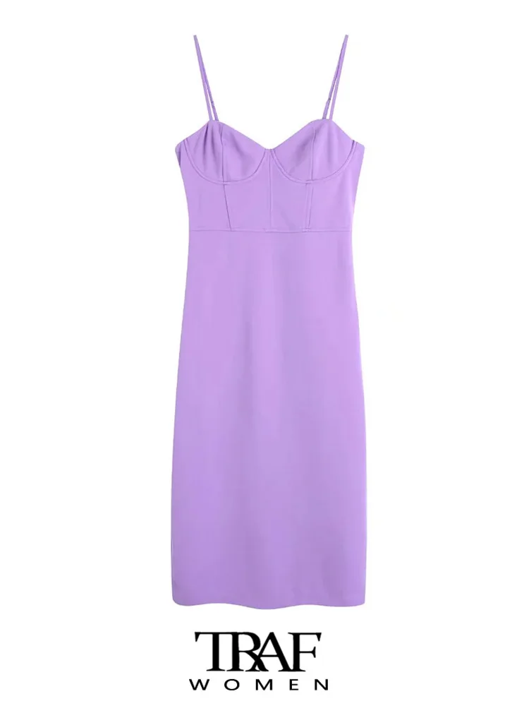 TRAF Women Fashion With Underwire Fitted Midi Dress Vintage Backless Zipper Adjustable Thin Straps Female Dresses Vestidos
TRAF Women Fashion With Underwire Fitted Midi Dress Vintage Backless Zipper Adjustable Thin Straps Female Dresses Vestidos