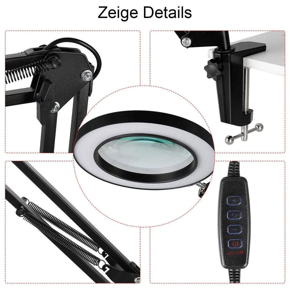 LED Magnifier Lamp with 8 Diopters Adjustable Brightness 3 Colour Light Ideal for Craft Enthusiasts Model Making and Sewing
LED Magnifier Lamp with 8 Diopters Adjustable Brightness 3 Colour Light Ideal for Craft Enthusiasts Model Making and Sewing