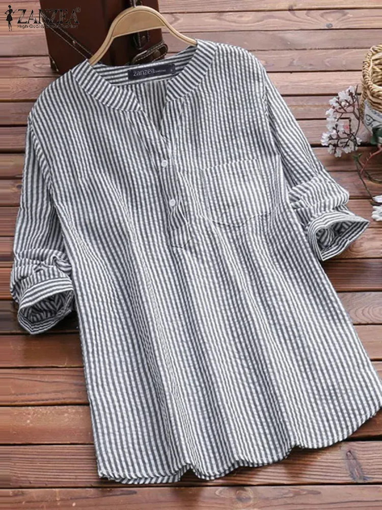 ZANZEA Spring Long Sleeve Shirt Women Striped Blouse Loose V Neck Tunic Tops Female Work Blusas Casual Holiday Shirts Chemise
ZANZEA Spring Long Sleeve Shirt Women Striped Blouse Loose V Neck Tunic Tops Female Work Blusas Casual Holiday Shirts Chemise