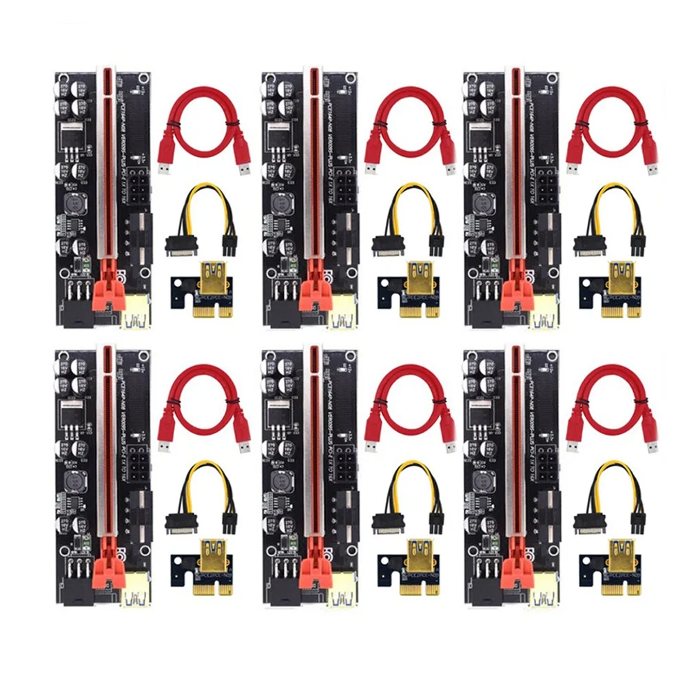 6PCS Upgraded VER009S Plus PCI-E PCIE Riser Card Ver 009S USB 3.0 SATA 15Pin to 6Pin Adapter for BTC Mining Miner,Red
6PCS Upgraded VER009S Plus PCI-E PCIE Riser Card Ver 009S USB 3.0 SATA 15Pin to 6Pin Adapter for BTC Mining Miner,Red