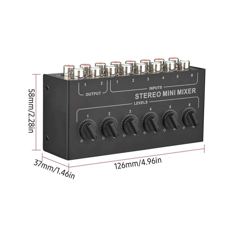 CX600 Mini Stereo 6 Channel Passive Mixer RCA Portable Audio Mixer 6 in 2 Out Stereo Distributor Volume Control
CX600 Mini Stereo 6 Channel Passive Mixer RCA Portable Audio Mixer 6 in 2 Out Stereo Distributor Volume Control