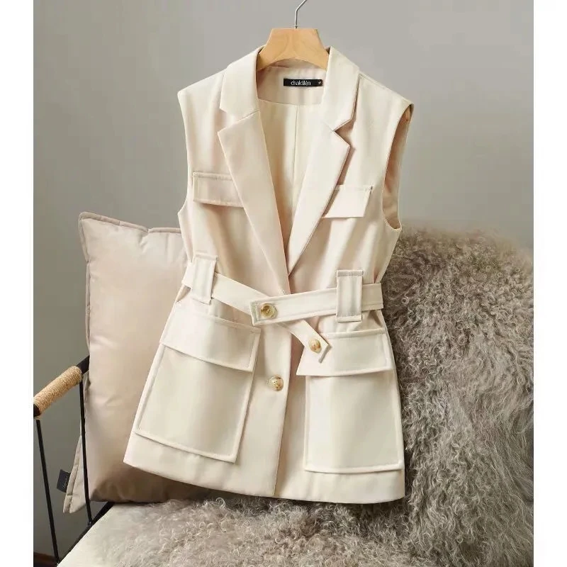 Fashion Office Blazer Vest Women 2023 Summer Turn-Down Collar Single Button Waistcoat Female Belt Sleeveless Jacket Outerwear
Fashion Office Blazer Vest Women 2023 Summer Turn-Down Collar Single Button Waistcoat Female Belt Sleeveless Jacket Outerwear