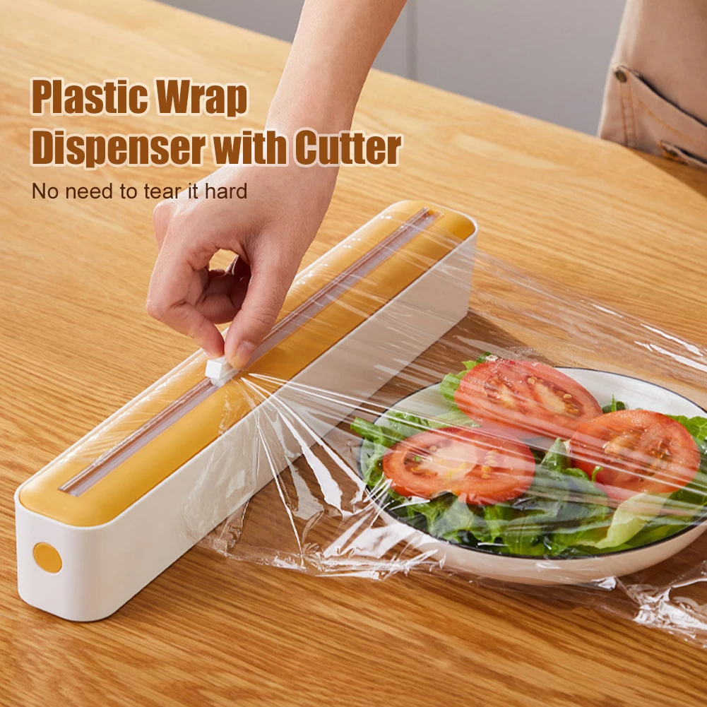 

Plastic Wrap Dispenser Fixing Foil Cling Film Wrap Dispenser With Cutter Plastic Sharp Cutter Storage Holder Kitchen Gadgets