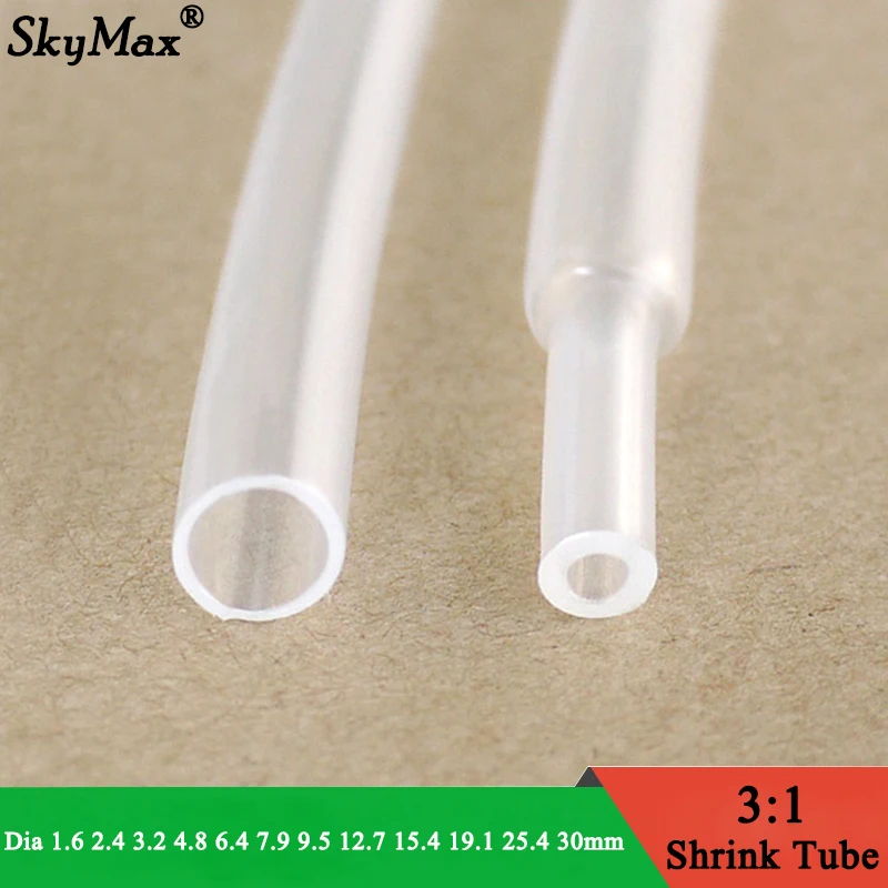 1M Transparent 3:1 Heat Shrink Tube with Double Wall Glue Tube Diameter 1.6 2.4 3.2 4.8 6.4 7.9 9.5 12.7 15.4 19.1 25.4 30mm
1M Transparent 3:1 Heat Shrink Tube with Double Wall Glue Tube Diameter 1.6 2.4 3.2 4.8 6.4 7.9 9.5 12.7 15.4 19.1 25.4 30mm