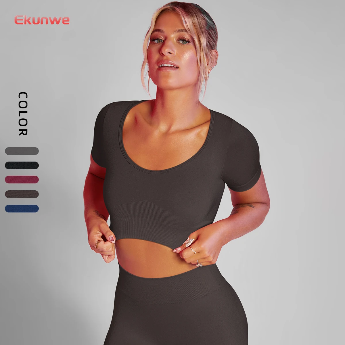 Women Sports Short Sleeve Shirts Cropped Top Seamless Low Neck Tight T Shirt High Elasticity Sports Running Fitness Yoga Clothes
Women Sports Short Sleeve Shirts Cropped Top Seamless Low Neck Tight T Shirt High Elasticity Sports Running Fitness Yoga Clothes
