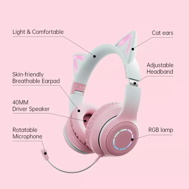 Gaming Headset LED Wireless Bluetooth-Compatible Headphones with Mic Glowing Earphones for Children Girls Gifts Gamer
Gaming Headset LED Wireless Bluetooth-Compatible Headphones with Mic Glowing Earphones for Children Girls Gifts Gamer