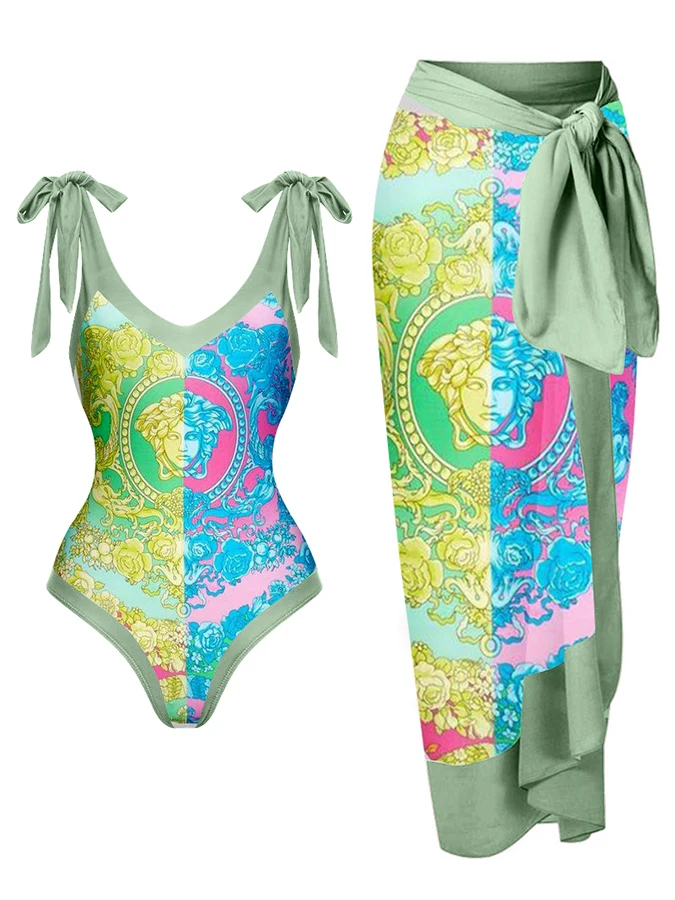 Retro print personalized face small fresh suspender color matching swimsuit suit
Retro print personalized face small fresh suspender color matching swimsuit suit