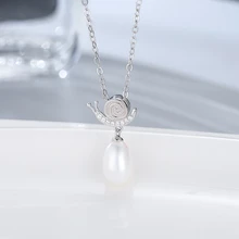 Genuine 100% 925 Sterling Silver Snails Necklaces Trendy Pearl Pendant Necklace For Women Party Silver 925 Fine Jewelry Gifts