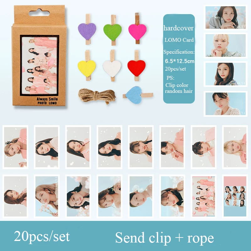 20 pcs/set TWICE Photo Card LOMO Card Single Sided Postcard Waterproof With Clip Rope Lin Nayeon Dahyun Fan Collection
20 pcs/set TWICE Photo Card LOMO Card Single Sided Postcard Waterproof With Clip Rope Lin Nayeon Dahyun Fan Collection