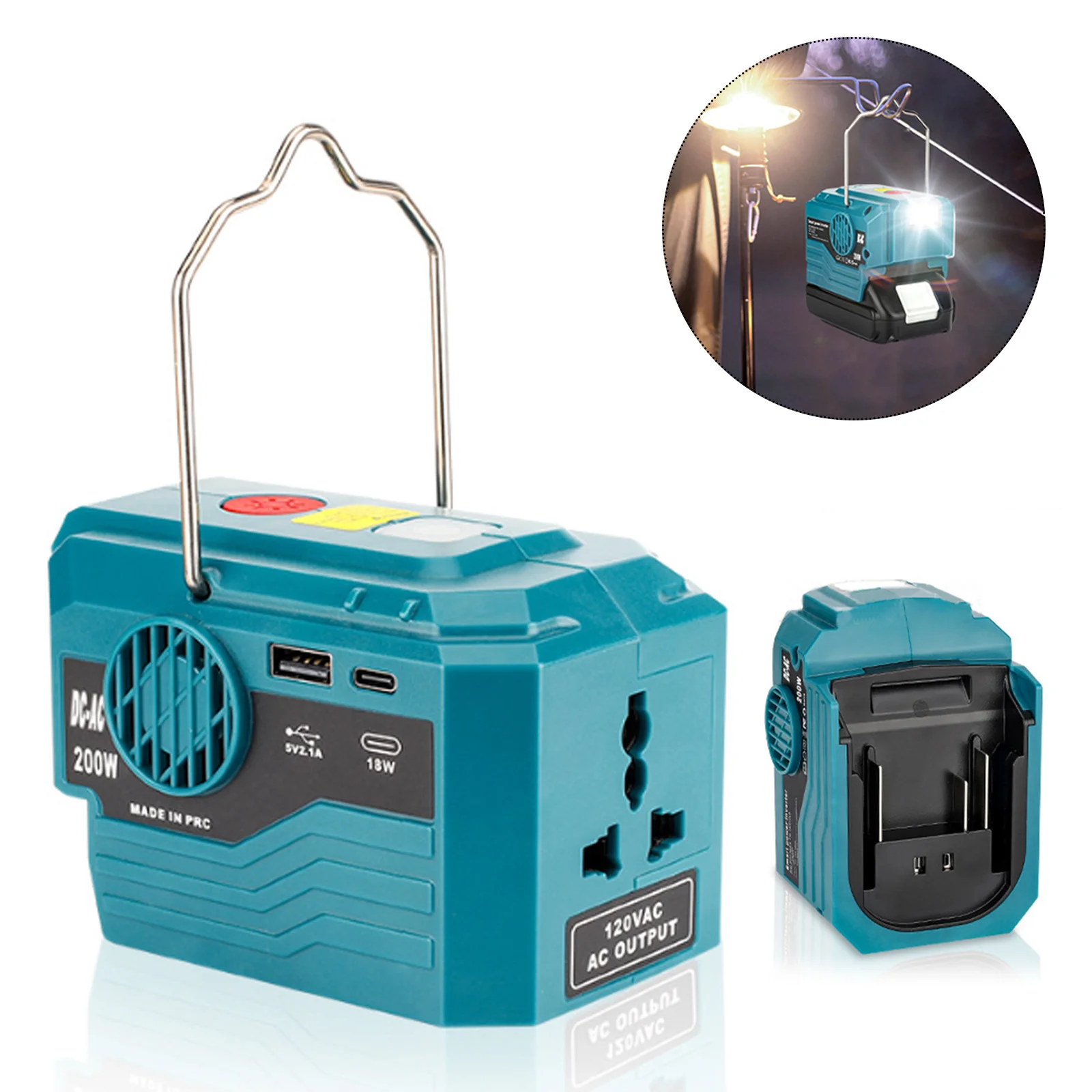 18 V USB and Type-C Output for Makita 18V Battery To AC 120V 220V 200W Portable Power Inverter with Light
18 V USB and Type-C Output for Makita 18V Battery To AC 120V 220V 200W Portable Power Inverter with Light