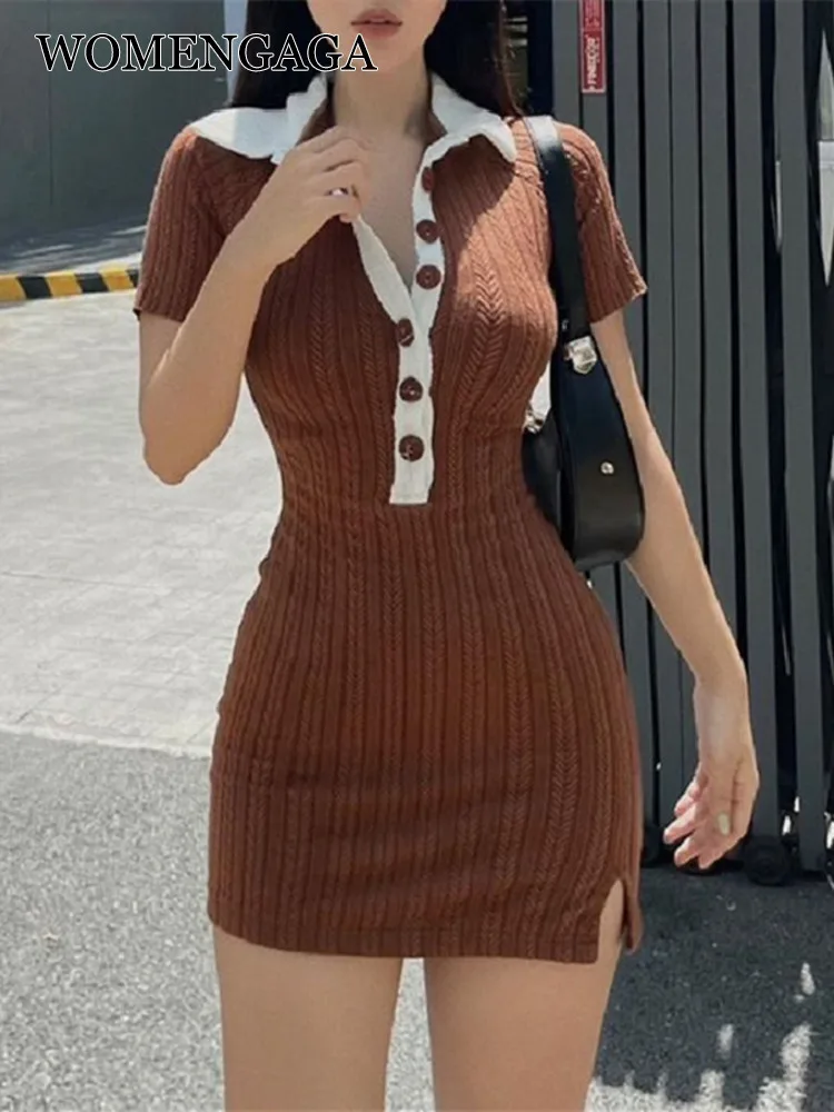 WOMENGAGA Office Lady Polo Shirt Split Slim Short Sleeve Tshirt Mini Dress Women's Knitted Hot Sexy Korean Women Tops TYR8
WOMENGAGA Office Lady Polo Shirt Split Slim Short Sleeve Tshirt Mini Dress Women's Knitted Hot Sexy Korean Women Tops TYR8