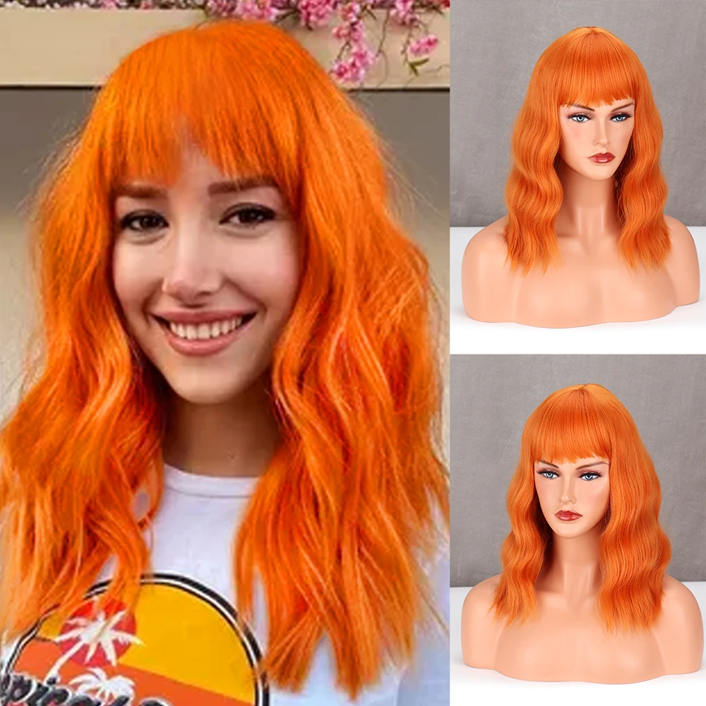Orange Medium Bob Wig Synthetic Water Wavy With Bangs For Women Heat Resistant Daily Cosplay Wig
Orange Medium Bob Wig Synthetic Water Wavy With Bangs For Women Heat Resistant Daily Cosplay Wig