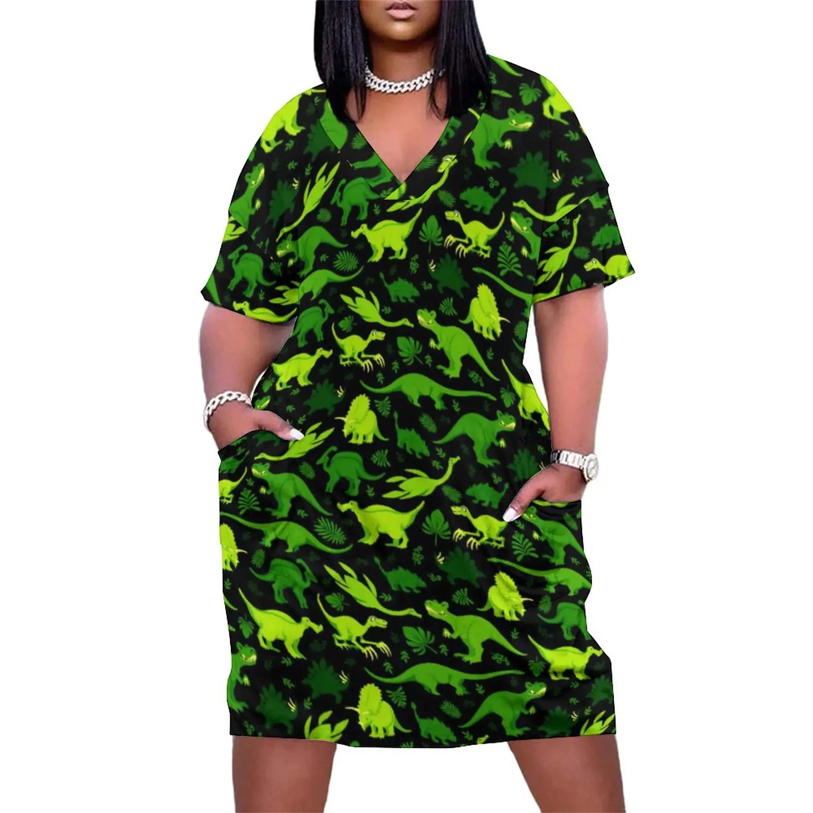 Tiny Dinosaur Green Casual Dress Female Cute Animal Elegant Dresses Holiday V Neck Street Style Pattern Dress Plus Size 4XL 5XL
Tiny Dinosaur Green Casual Dress Female Cute Animal Elegant Dresses Holiday V Neck Street Style Pattern Dress Plus Size 4XL 5XL