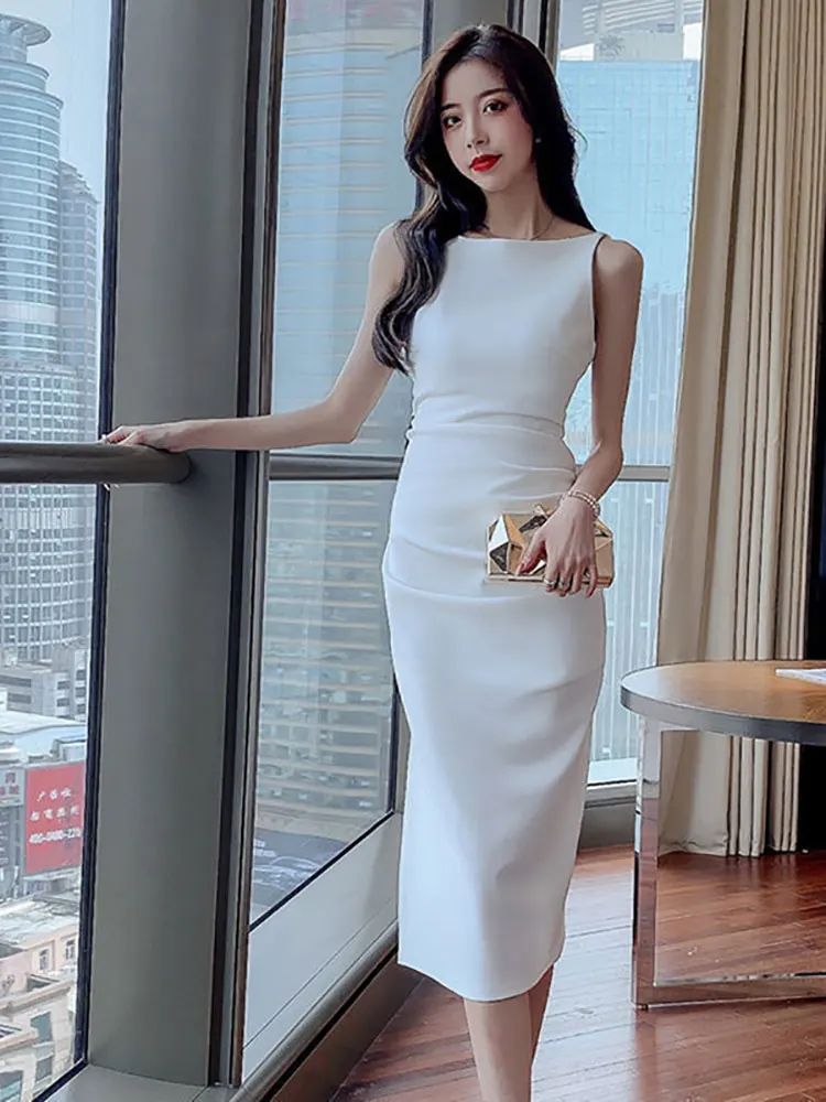Solid Sleeveless Sling Dress 2022 Summer Korean Fashion Temperament Retro Sexy Slimming One-shoulder Split Bodycon Dress Trend
Solid Sleeveless Sling Dress 2022 Summer Korean Fashion Temperament Retro Sexy Slimming One-shoulder Split Bodycon Dress Trend