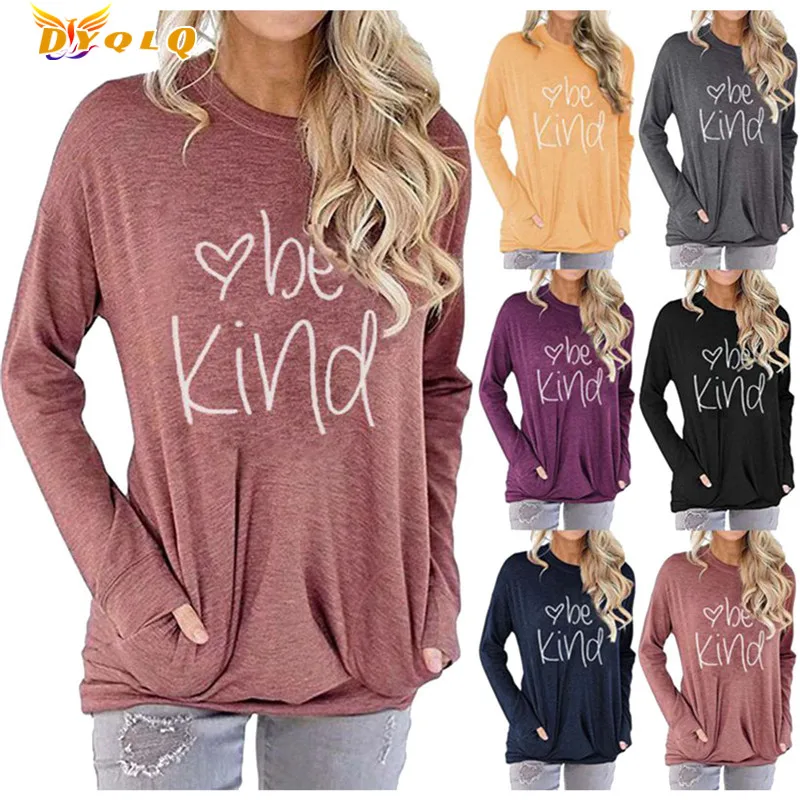 Autumn Women Casual Loose T-shirt Heart & Letter Print Long Sleeve Round Neck Pullover Ladies Base Shirt With Pockets
Autumn Women Casual Loose T-shirt Heart & Letter Print Long Sleeve Round Neck Pullover Ladies Base Shirt With Pockets