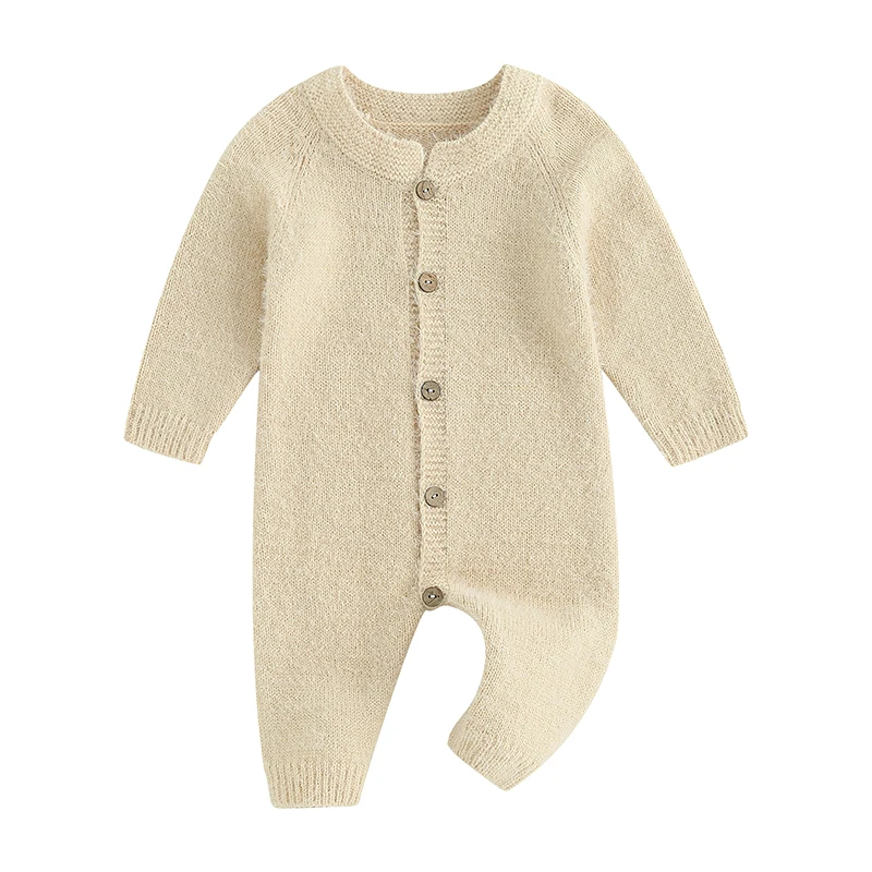 Infant Baby Spring Autumn Knitting Jumpsuit Solid Color Long Sleeve Round Neck Front Button Romper
Infant Baby Spring Autumn Knitting Jumpsuit Solid Color Long Sleeve Round Neck Front Button Romper