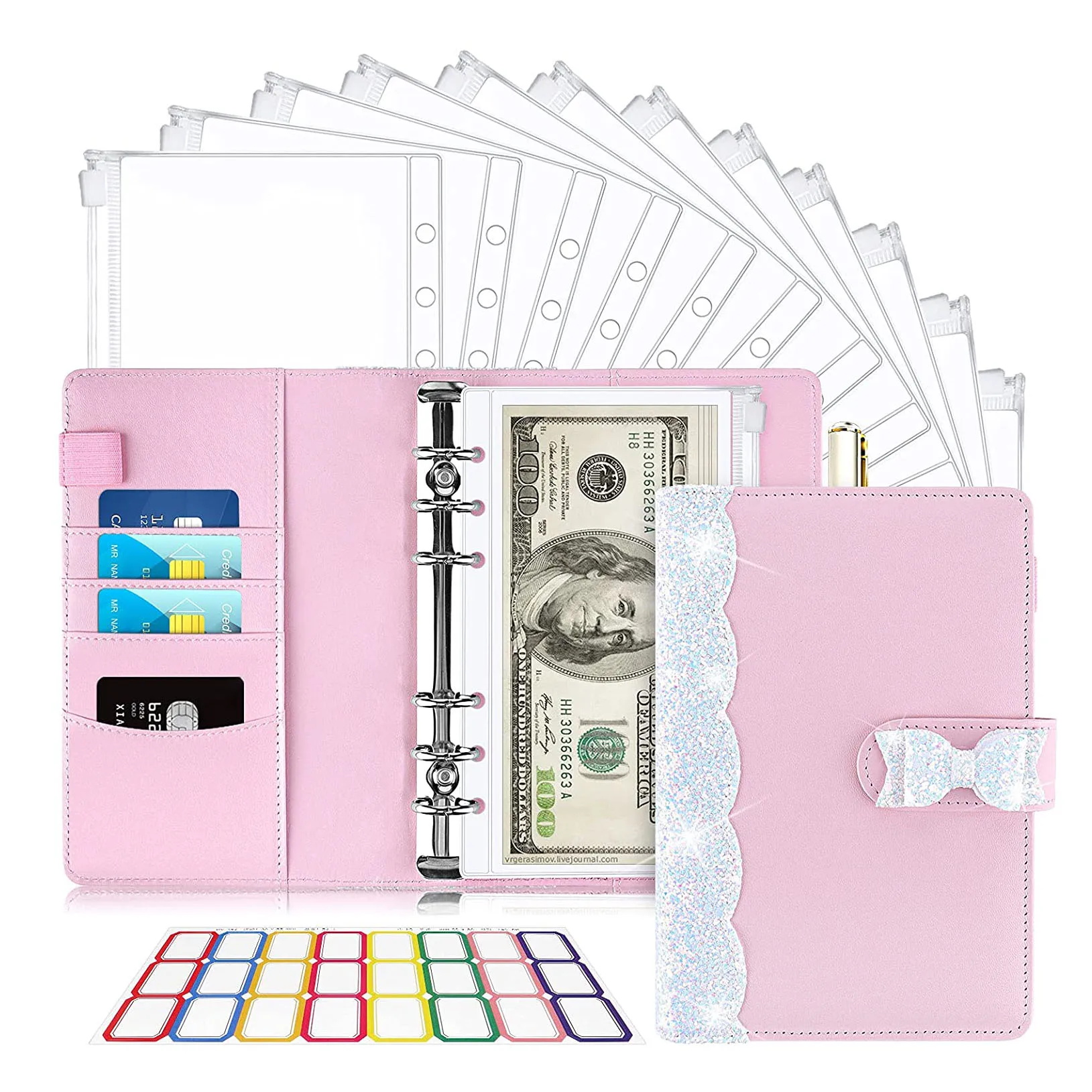 14Pcs A6 PU Leather Notebook Refillable Money Saving Binder Organizer, with Cash Envelopes for Budgeting,Self-adhesive Labels
14Pcs A6 PU Leather Notebook Refillable Money Saving Binder Organizer, with Cash Envelopes for Budgeting,Self-adhesive Labels