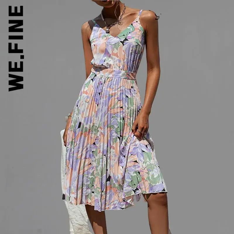 We.Fine New Dress Women V-neck holiday pleated print summer dress Elegant Basic Robe Simple Harajuku Female Clothing Vestidos
We.Fine New Dress Women V-neck holiday pleated print summer dress Elegant Basic Robe Simple Harajuku Female Clothing Vestidos