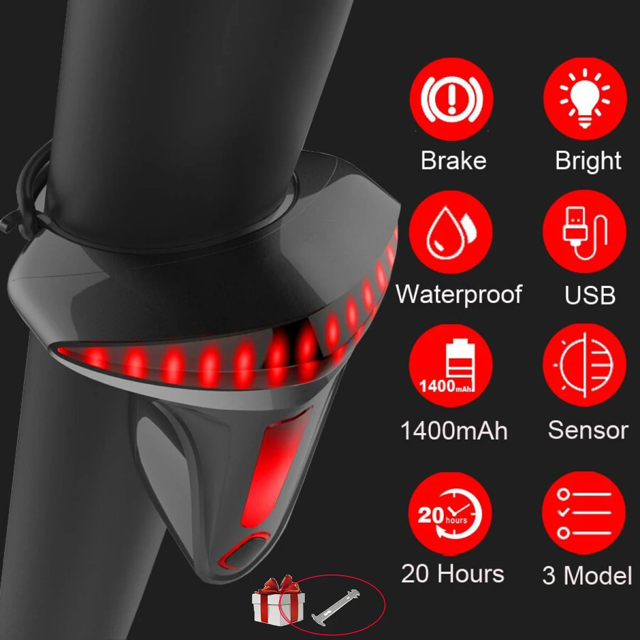 Light Bicycle Intelligent Automatic Brake Sensor Light IPX6 Waterproof LED Riding Tail Light USB Rechargeable Bicycle Tail Light
Light Bicycle Intelligent Automatic Brake Sensor Light IPX6 Waterproof LED Riding Tail Light USB Rechargeable Bicycle Tail Light