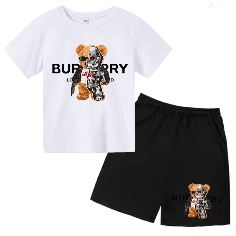 Children's Summer T-shirt Set Robot Bear Print Girl Baby Boy Clothes Pants Sports Casual Top Ages 3-14 Fashionable Birthday Gift
Children's Summer T-shirt Set Robot Bear Print Girl Baby Boy Clothes Pants Sports Casual Top Ages 3-14 Fashionable Birthday Gift
