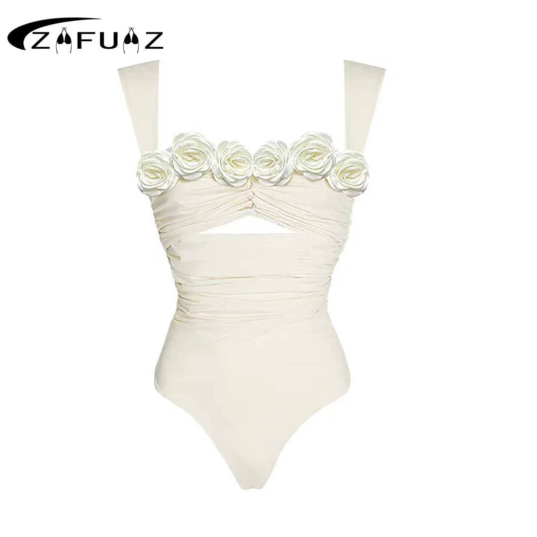 

Привлекательный слитный купальник ZAFUAZ 2023 с 3D цветами, женский купальник, боди с вырезами, монокини, купальный костюм с высокими штанинами, купальный костюм, пляжная одежда