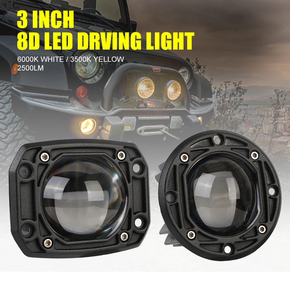 6000K White 3500K Yellow LED work Light 8D Lens Fog Lights Driving Work lamp Flush Mount for Jeep Car Truck Off Road 4x4 12V 24V 
6000K White 3500K Yellow LED work Light 8D Lens Fog Lights Driving Work lamp Flush Mount for Jeep Car Truck Off Road 4x4 12V 24V