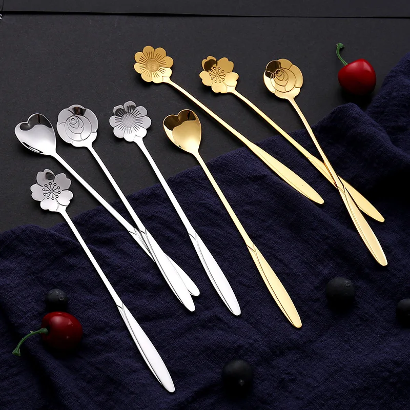 4PC Cute Stainless Steel Flower Spoons Set Long Handle Mixing Spoon Coffee Spoon Dessert Ice Cream Scoop Teaspoon Souvenir Gift
4PC Cute Stainless Steel Flower Spoons Set Long Handle Mixing Spoon Coffee Spoon Dessert Ice Cream Scoop Teaspoon Souvenir Gift