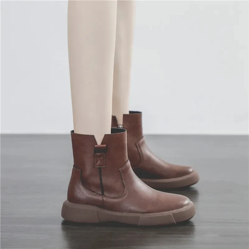 

Ботинки Dr. Martens женские в британском стиле, натуральная мягкая кожа, осенне-весенние ботинки на плоской подошве, в стиле ретро, коричневые бо...