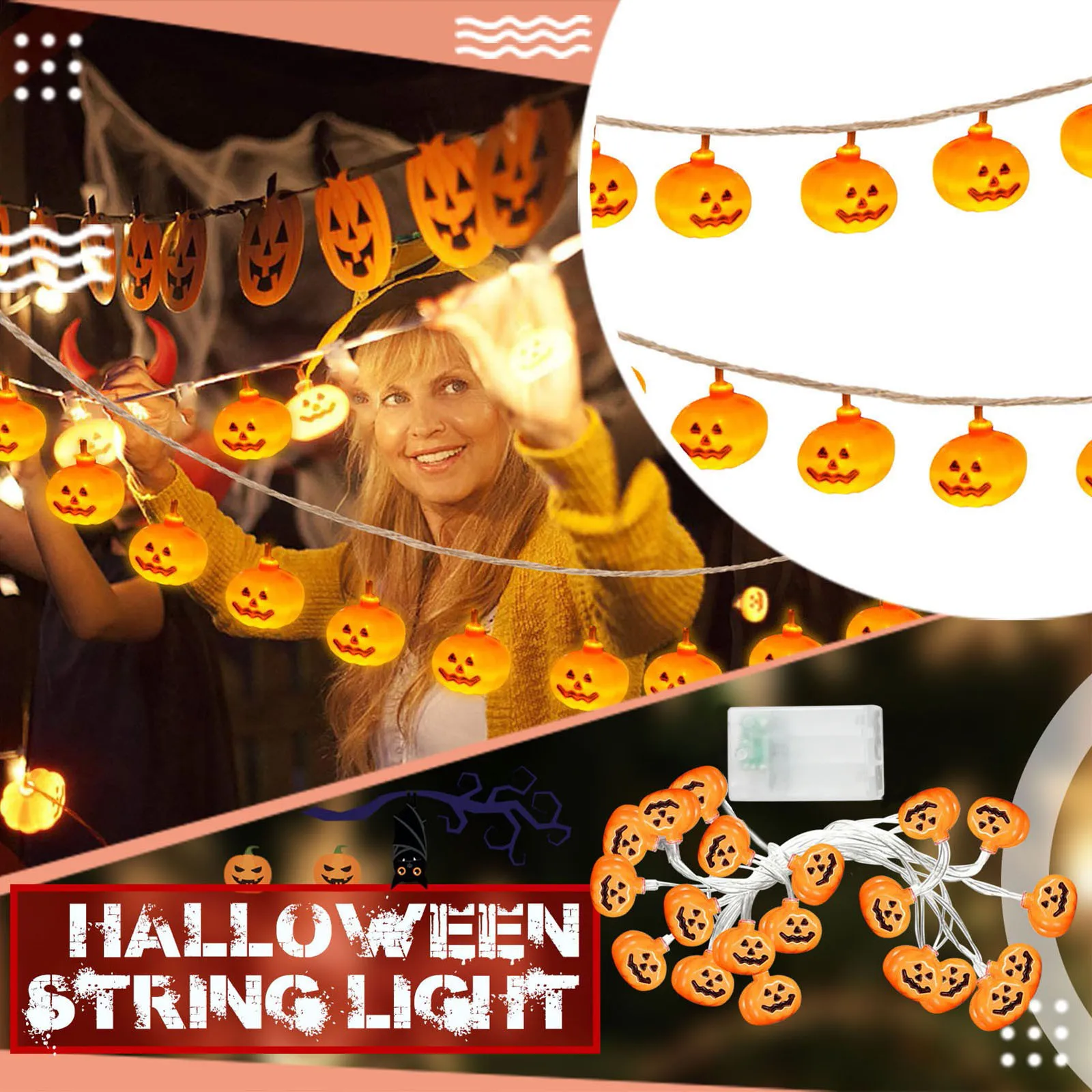 Warm Lights Christmas Lights Wire Sliced Pumpkin String LED Warm Color Halloween Decoration Single Led Light Bulb with Cord
Warm Lights Christmas Lights Wire Sliced Pumpkin String LED Warm Color Halloween Decoration Single Led Light Bulb with Cord