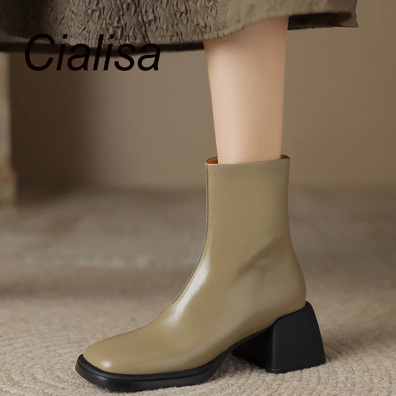 Cialisa Concise High Quality Women Short Boots Autumn Winter Shoes Fashion Lady High Heels Handmade Genuine Leather Ankle Boots
Cialisa Concise High Quality Women Short Boots Autumn Winter Shoes Fashion Lady High Heels Handmade Genuine Leather Ankle Boots