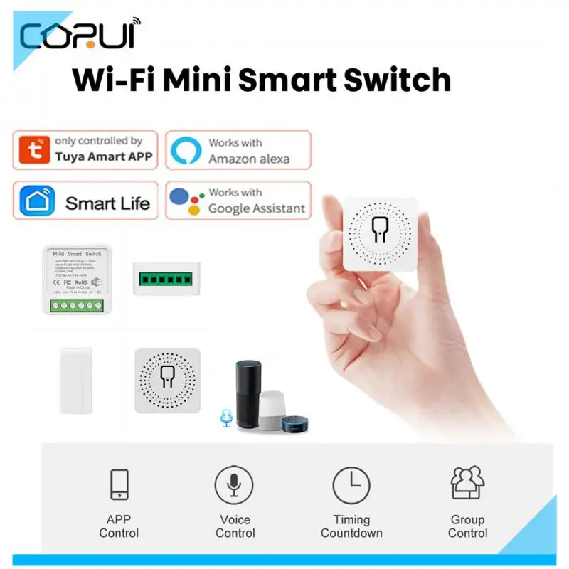 CORUI Tuya Mini 16A WiFi Switch Module Smart Life APP Smart Home Interrupter Work With Alexa Google Home
CORUI Tuya Mini 16A WiFi Switch Module Smart Life APP Smart Home Interrupter Work With Alexa Google Home