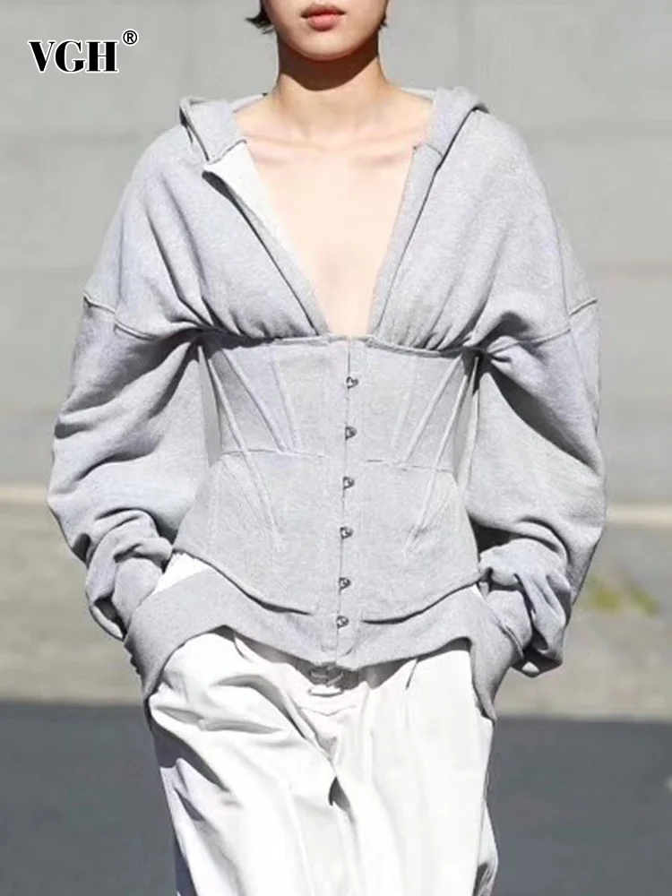 VGH Casual Solid Sweatshirts For Women V Neck Long Sleeve Button Tunic Irregular Hem Sweatshirt Tops Female 2022 Fashion Clothes
VGH Casual Solid Sweatshirts For Women V Neck Long Sleeve Button Tunic Irregular Hem Sweatshirt Tops Female 2022 Fashion Clothes
