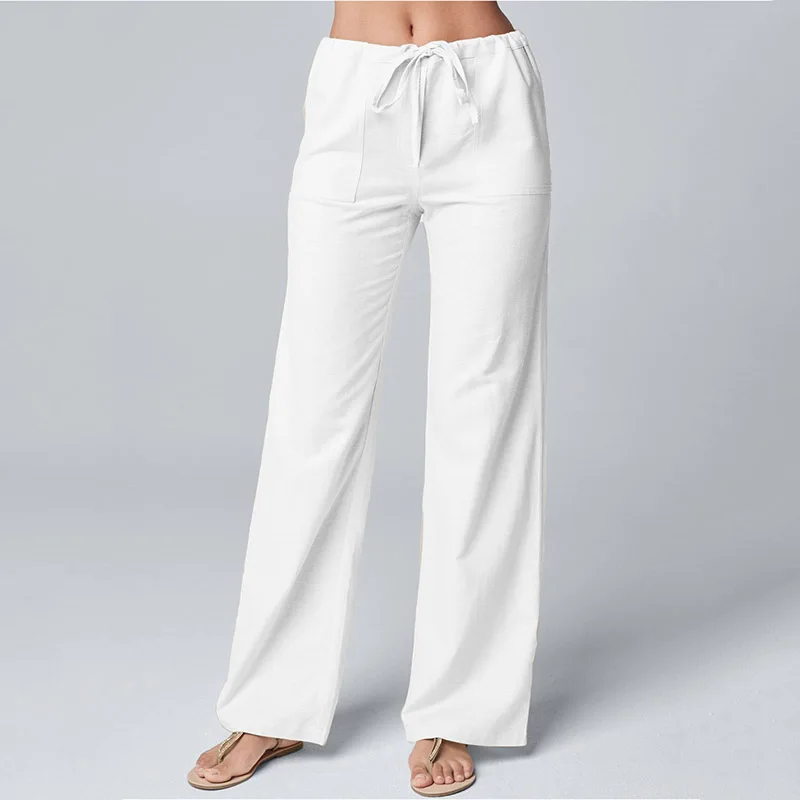 Fashion Women Cotton Linen Pants Summer Solid Color Loose Waist Pockets Straight Pants Female Casual Drawstring Long Trousers
Fashion Women Cotton Linen Pants Summer Solid Color Loose Waist Pockets Straight Pants Female Casual Drawstring Long Trousers
