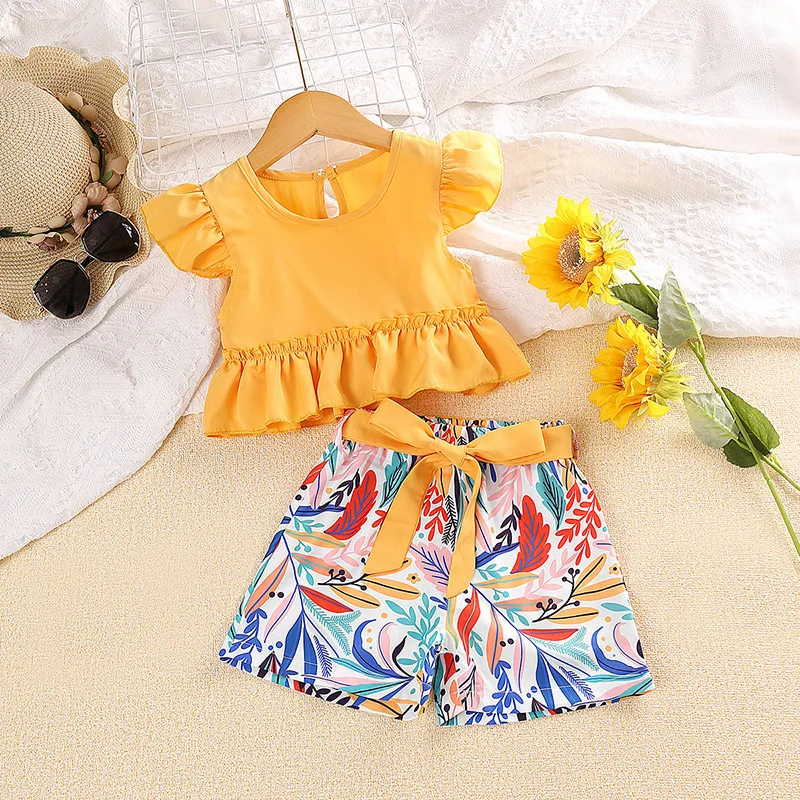 

Girls Clothes Sets Summer 2023 Children Fashion Shirts Tops Shorts 2pcs Beach Suit For Baby Girl Costume Teenagers Outfits 6 7Y