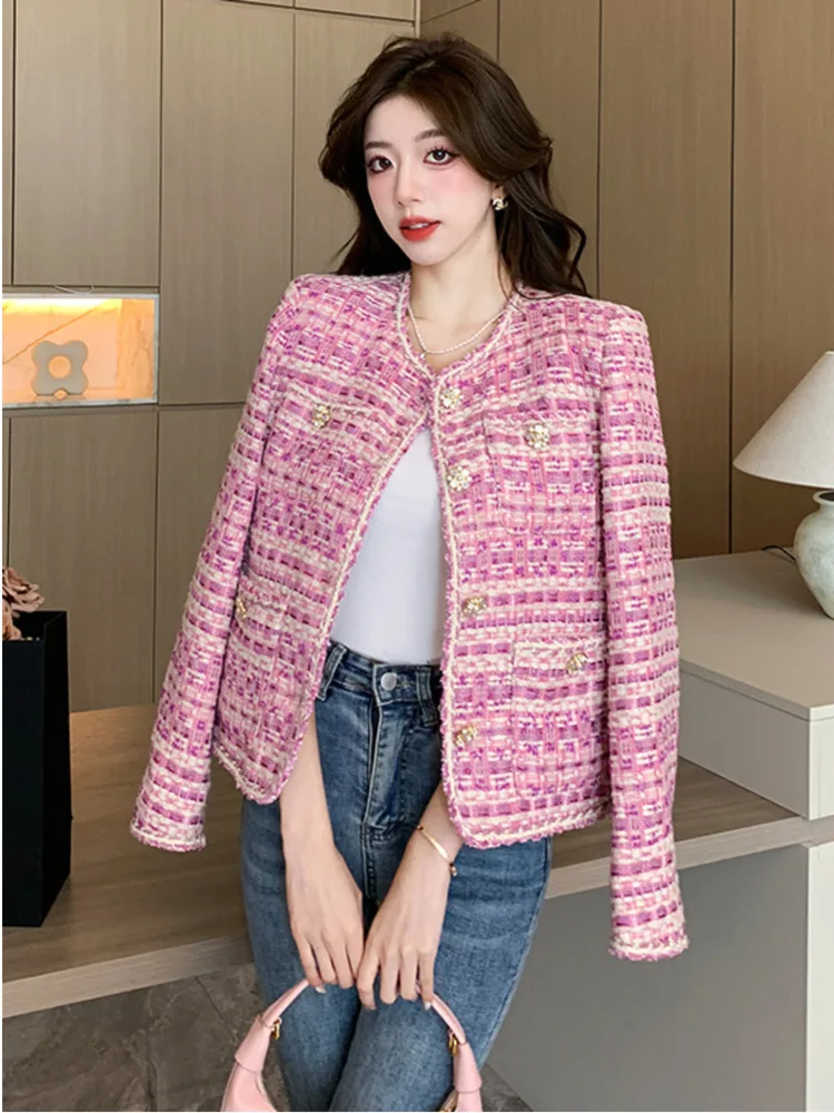 Пальто женское твидовое с пуговицами, маленькая Очаровательная клетчатая однобортная шерстяная Верхняя одежда с драгоценными камнями для осени и зимы
Пальто женское твидовое с пуговицами, маленькая Очаровательная клетчатая однобортная шерстяная Верхняя одежда с драгоценными камнями для осени и зимы