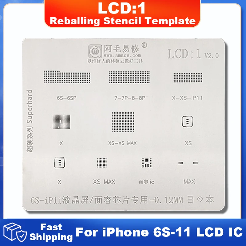 BGA Reballing Stencil Template For iPhone 5 5S 6 Plus 6S 7 8 X XR XS 11 Pro Max 12 Mini LCD Screen IC Face ID Dot Matrix Camera
BGA Reballing Stencil Template For iPhone 5 5S 6 Plus 6S 7 8 X XR XS 11 Pro Max 12 Mini LCD Screen IC Face ID Dot Matrix Camera