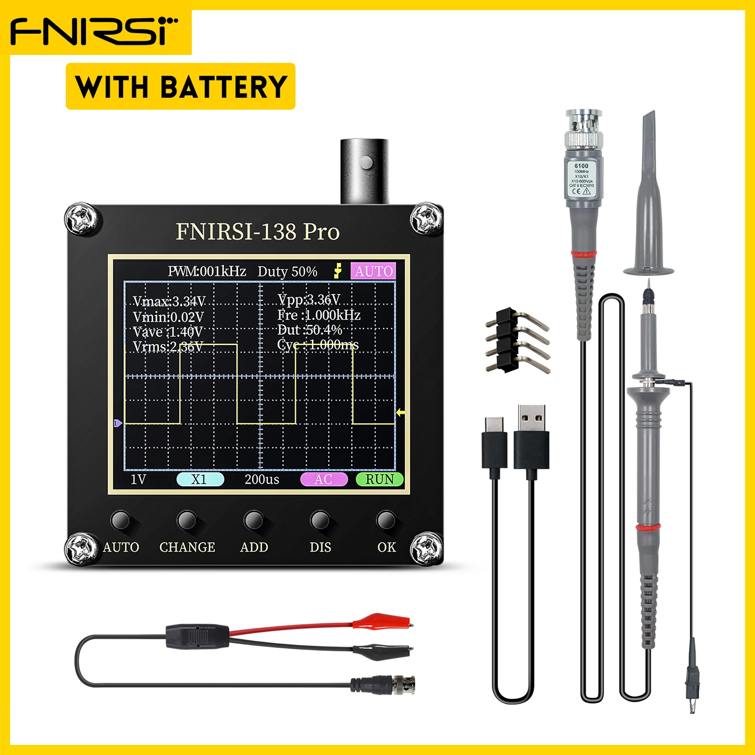 FNIRSI-138PRO Портативный осциллограф 200 кГц 
FNIRSI-138PRO Портативный осциллограф 200 кГц