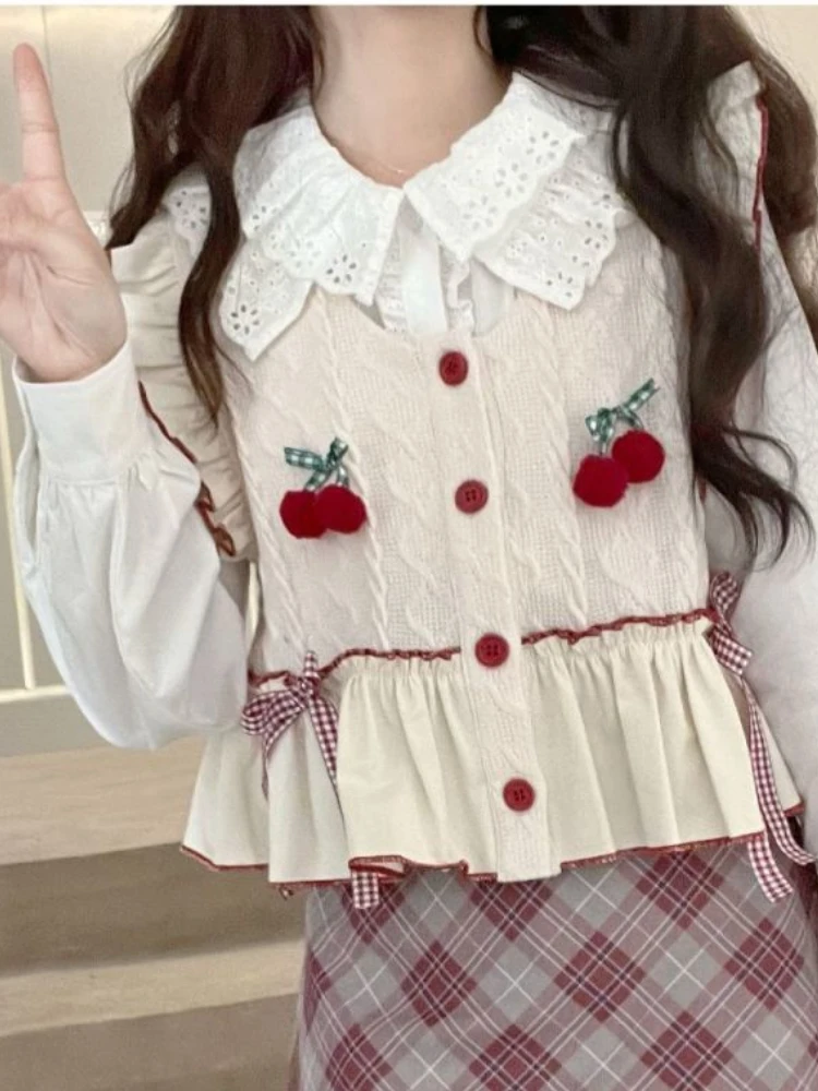 Autumn Kawaii Knitted Sweater Vest Women Patchwork Sweet Pullover Japanse Style Vest Casual Designer Bow Chic Fashion New
Autumn Kawaii Knitted Sweater Vest Women Patchwork Sweet Pullover Japanse Style Vest Casual Designer Bow Chic Fashion New