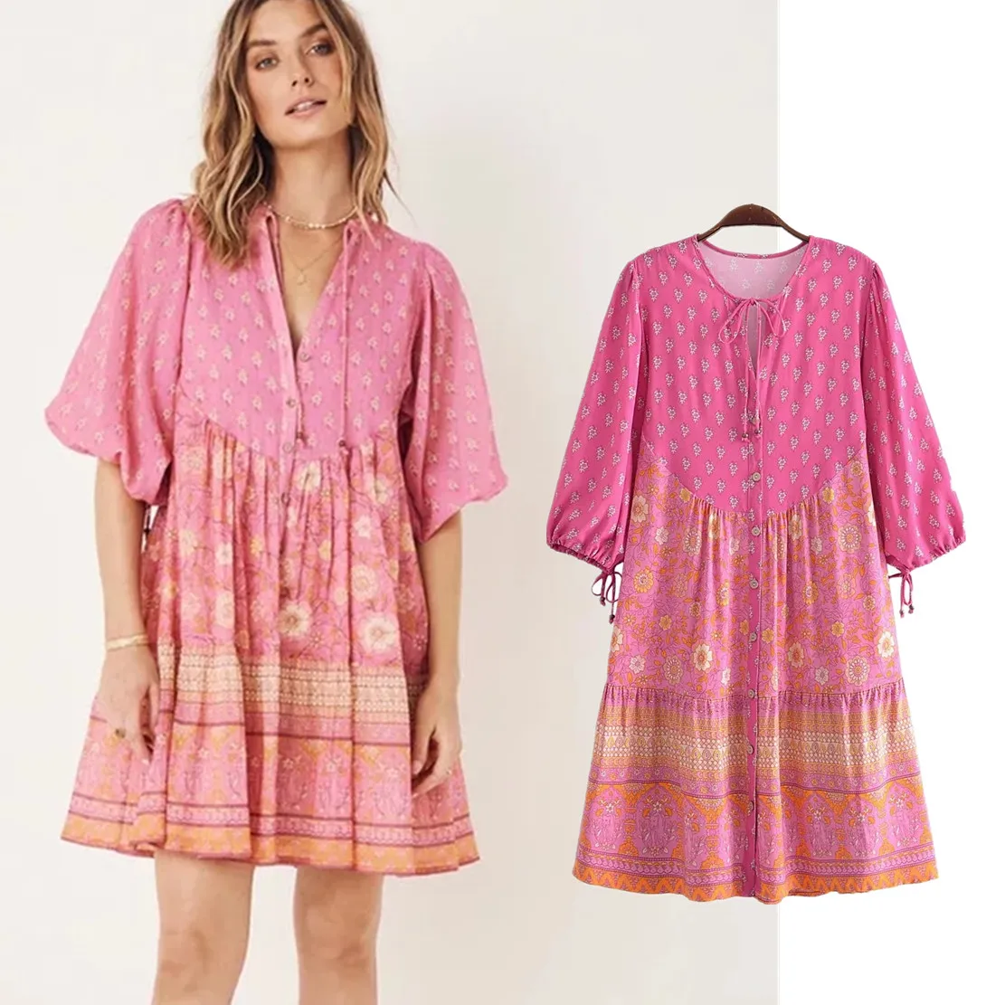 Maxdutti Indie Folk Retro Lantern Sleeve Fashion Floral Print Dress Single Breasted Loose Casual Mini Dress Women
Maxdutti Indie Folk Retro Lantern Sleeve Fashion Floral Print Dress Single Breasted Loose Casual Mini Dress Women